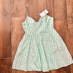 ZARA size L women Mint Green Checkered NWT